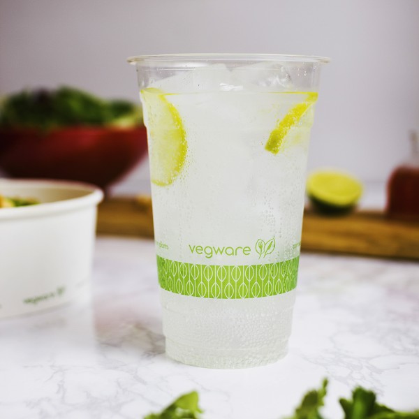 R600Y-G  Vegware™ 96-Series Compostable 20-ounce Standard Cold Drinking Cups